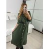 Šaty košilové s páskem dlouhý rukáv dámské (S/M ONE SIZE) ITALSKÁ MÓDA IMPBB22E9511/DUR (Velikost S/M/L, Barva Černá)