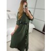 Šaty košilové s páskem dlouhý rukáv dámské (S/M ONE SIZE) ITALSKÁ MÓDA IMPBB22E9511/DUR (Velikost S/M/L, Barva Černá)