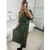 Šaty košilové s páskem dlouhý rukáv dámské (S/M ONE SIZE) ITALSKÁ MÓDA IMPBB22E9511/DUR (Velikost S/M/L, Barva Černá)