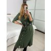 Šaty košilové s páskem dlouhý rukáv dámské (S/M ONE SIZE) ITALSKÁ MÓDA IMPBB22E9511/DUR (Velikost S/M/L, Barva Černá)
