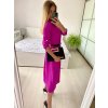 Šaty košilové s páskem dlouhý rukáv dámské (S/M ONE SIZE) ITALSKÁ MÓDA IMPBB22E9511/DUR (Velikost S/M/L, Barva Černá)
