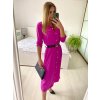 Šaty košilové s páskem dlouhý rukáv dámské (S/M ONE SIZE) ITALSKÁ MÓDA IMPBB22E9511/DUR (Velikost S/M/L, Barva Černá)