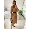 Šaty košilové s páskem dlouhý rukáv dámské (S/M ONE SIZE) ITALSKÁ MÓDA IMPBB22E9511/DUR (Velikost S/M/L, Barva Černá)