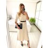 Šaty košilové s páskem dlouhý rukáv dámské (S/M ONE SIZE) ITALSKÁ MÓDA IMPBB22E9511/DUR (Velikost S/M/L, Barva Černá)