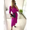 Šaty košilové s páskem dlouhý rukáv dámské (S/M ONE SIZE) ITALSKÁ MÓDA IMPBB22E9511/DUR (Velikost S/M/L, Barva Černá)