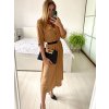 Šaty košilové s páskem dlouhý rukáv dámské (S/M ONE SIZE) ITALSKÁ MÓDA IMPBB22E9511/DUR (Velikost S/M/L, Barva Černá)