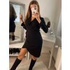 Šaty elegantní košilové dlouhý rukáv dámské (S/M ONE SIZE) ITALSKÁ MÓDA IMWB22273/DR (Velikost S/M/L, Barva Černá)