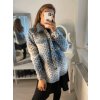 Kabát vlněný krátký dlouhý rukáv dámský (S/L ONE SIZE oversize) ITALSKÁ MÓDA IMM21239a/DR (Velikost M/L, Barva modrá)
