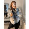 Kabát vlněný krátký dlouhý rukáv dámský (S/L ONE SIZE oversize) ITALSKÁ MÓDA IMM21239a/DR (Velikost M/L, Barva modrá)