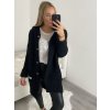 Svetr pletený prodloužený zapínací dlouhý rukáv dámský (M/L/XL ONE SIZE) ITALSKÁ MÓDA IMD22726/DR (Velikost M/L, Barva Černá)