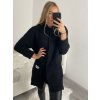 Svetr pletený prodloužený zapínací dlouhý rukáv dámský (M/L/XL ONE SIZE) ITALSKÁ MÓDA IMD22726/DR (Velikost M/L, Barva Černá)