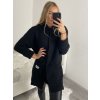 Svetr pletený prodloužený zapínací dlouhý rukáv dámský (M/L/XL ONE SIZE) ITALSKÁ MÓDA IMD22726/DR (Velikost M/L, Barva Černá)