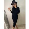Šaty dlouhý rukáv rolák úpletové dámské (S/M ONE SIZE) ITALSKÁ MÓDA IMPBB22Z7003/DR (Velikost S/M/L, Barva Černá)