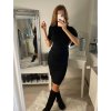 Šaty dlouhé s rolákem úpletové krátký rukáv dámské (S/M ONE SIZE) ITALSKÁ MÓDA IMPBB22Z5151/DR (Velikost S/M/L, Barva bílá)