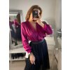 Body alá halenka elegantní saténové  dlouhý rukáv dámské (S/M ONE SIZE) ITALSKÁ MÓDA IMM22LS17519/DR (Velikost S/M/L, Barva bílá)