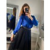 Body alá halenka elegantní saténové  dlouhý rukáv dámské (S/M ONE SIZE) ITALSKÁ MÓDA IMM22LS17519/DR (Velikost S/M/L, Barva bílá)