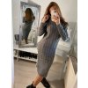 Šaty pletené s rolákem dlouhý rukáv dámské (S/M ONE SIZE) ITALSKÁ MÓDA IMM22MY21198/DR (Velikost S/M/L, Barva béžová)