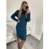 Šaty pletené s rolákem dlouhý rukáv dámské (S/M ONE SIZE) ITALSKÁ MÓDA IMM22MY21198/DR (Velikost S/M/L, Barva béžová)