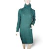 Šaty pletené s rolákem dlouhý rukáv dámské (S/M ONE SIZE) ITALSKÁ MÓDA IMM22MY21198/DR