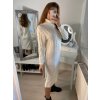 Šaty pletené s rolákem dlouhý rukáv dámské (S/M ONE SIZE) ITALSKÁ MÓDA IMM22MY21198/DR (Velikost S/M/L, Barva béžová)
