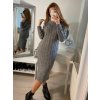 Šaty pletené s rolákem dlouhý rukáv dámské (S/M ONE SIZE) ITALSKÁ MÓDA IMM22MY21198/DR (Velikost S/M/L, Barva béžová)