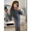 Šaty pletené s rolákem dlouhý rukáv dámské (S/M ONE SIZE) ITALSKÁ MÓDA IMM22MY21198/DR (Velikost S/M/L, Barva béžová)
