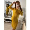 Šaty pletené s rolákem dlouhý rukáv dámské (S/M ONE SIZE) ITALSKÁ MÓDA IMM22MY21198/DR (Velikost S/M/L, Barva béžová)