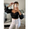 Top dlouhý rukáv saténový dámský (S/M ONE SIZE) ITALSKÁ MÓDA IMM22LS17258/DR