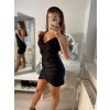 Šaty elegantní společenské na ramínka dámské (S/M ONE SIZE) ITALSKÁ MÓDA IMM22ls20784/DR (Velikost S/M/L, Barva Černá)