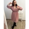 Šaty elegantní šifonové, žabičkování  dlouhý rukáv dámské nadrozměr (XL/2XL ONE SIZE) ITALSKá MóDA IM422VERONA