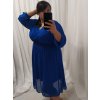 Šaty elegantní šifonové, žabičkování  dlouhý rukáv dámské nadrozměr (XL/2XL ONE SIZE) ITALSKá MóDA IM422VERONA