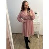 Šaty elegantní šifonové, žabičkování  dlouhý rukáv dámské nadrozměr (XL/2XL ONE SIZE) ITALSKá MóDA IM422VERONA