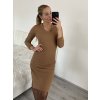 Šaty elegantní dlouhý rukáv dámské (S/M ONE SIZE) ITALSKÁ MÓDA IMWB22320/DR (Velikost S/M/L, Barva béžová)