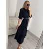 Šaty košilové dlouhý rukáv dámské (S/M ONE SIZE) ITALSKÁ MÓDA IMPBR22H1770-R7/DR (Velikost S/M/L, Barva Černá)