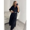 Šaty košilové dlouhý rukáv dámské (S/M ONE SIZE) ITALSKÁ MÓDA IMPBR22H1770-R7/DR (Velikost S/M/L, Barva Černá)