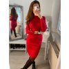Šaty upletové s rolákem dlouhý rukáv dámské (S/M ONE SIZE) ITALSKÁ MÓDA IMWA22NG-2308 (Velikost S/M/L, Barva béžová)