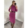 Šaty volnočasové teplé s rolákem a páskem dlouhý rukáv dámské (S/M ONE SIZE) ITALSKÁ MODA IMM22500/DR (Velikost S/M/L, Barva Černá)