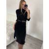 Šaty volnočasové teplé s rolákem a páskem dlouhý rukáv dámské (S/M ONE SIZE) ITALSKÁ MODA IMM22500/DR (Velikost S/M/L, Barva Černá)