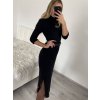 Šaty volnočasové teplé s rolákem a páskem dlouhý rukáv dámské (S/M ONE SIZE) ITALSKÁ MODA IMM22500/DR (Velikost S/M/L, Barva Černá)