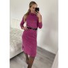 Šaty volnočasové teplé s rolákem a páskem dlouhý rukáv dámské (S/M ONE SIZE) ITALSKÁ MODA IMM22500/DR (Velikost S/M/L, Barva Černá)