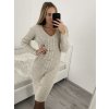 Šaty pletené dlouhý rukáv dámské (S/M ONE SIZE) ITALSKÁ MÓDA IMWA223595/DR (Velikost S/M/L, Barva béžová)