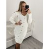 Šaty pletené dlouhý rukáv dámské (S/M ONE SIZE) ITALSKÁ MÓDA IMWA223595/DR (Velikost S/M/L, Barva béžová)