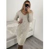 Šaty pletené dlouhý rukáv dámské (S/M ONE SIZE) ITALSKÁ MÓDA IMWA223595/DR (Velikost S/M/L, Barva béžová)