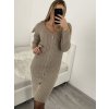Šaty pletené dlouhý rukáv dámské (S/M ONE SIZE) ITALSKÁ MÓDA IMWA223595/DR (Velikost S/M/L, Barva béžová)