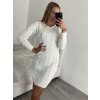 Šaty pletené dlouhý rukáv dámské (S/M/L ONE SIZE) ITALSKÁ MÓDA IMD22936/DR (Velikost M/L, Barva béžová)