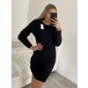 Šaty pletené dlouhý rukáv dámské (S/M/L ONE SIZE) ITALSKÁ MÓDA IMD22936/DR (Velikost M/L, Barva béžová)