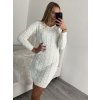 Šaty pletené dlouhý rukáv dámské (S/M/L ONE SIZE) ITALSKÁ MÓDA IMD22936/DR (Velikost M/L, Barva béžová)