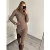 Šaty úpletové dlouhý rukáv dámské (S/M ONE SIZE) ITALSKÁ MÓDA IMWA223596/DR (Velikost S/M/L, Barva béžová)