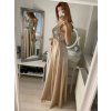 Šaty dlouhé plesové elegantní na ramínka dámské (S/M ONE SIZE) ITALSKÁ MÓDA IMPBB22O5728/DR (Velikost S/M/L, Barva béžová)