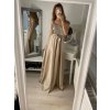 Šaty dlouhé plesové elegantní na ramínka dámské (S/M ONE SIZE) ITALSKÁ MÓDA IMPBB22O5728/DR (Velikost S/M/L, Barva béžová)